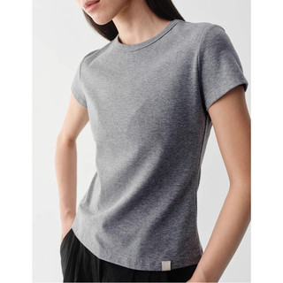 【100% Cotton】Áo thun ôm body Áo ôm body Áo thun cotton ngắn tay cổ tròn tôn dáng vai chính màu trơn