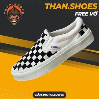 Giày Vans Classic Slip On Checkerboard, Vans Caro Không Dây - Than.Shoes