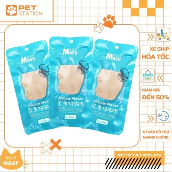 Ức Gà Masti - Ức gà tưới đóng gói 40gr dành cho chó và mèo