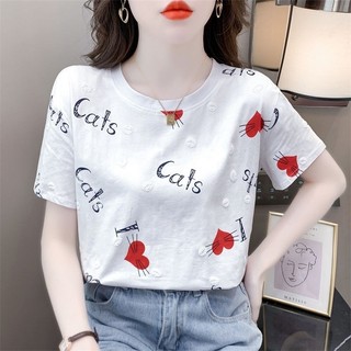 Áo Phông Nữ Ngắn Tay Áo Mùa Hè Tay Lỡ Màu Trắng Áo Mùa Hè Nữ rộng rãi phong cách Hàn Quốc mẫu mới năm 2024