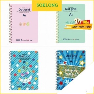 Sổ tay Dot Grid lò xo đơn bìa cứng Sổ KLONG, ruột sổ chấm A5 Klong-200 trang MS 968 nhiều màu