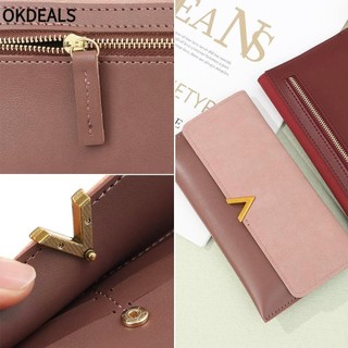 ღOKDEALSღ Hasp Moneybags Zipper Cards Holder Leather Women Wallets New Bags Purses Pocket Coin Purse Envelope Wallet/Multicolor