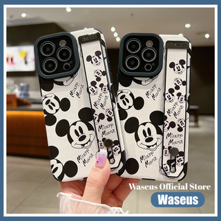 Ốp Điện Thoại Đen Trắng Nhẹ Chống Trơn Trượt Cho iPhone 16 Pro Max 15 14 13 12 11 Pro Max 7 8 Plus XS Max XR X Có Dây Đeo Tay