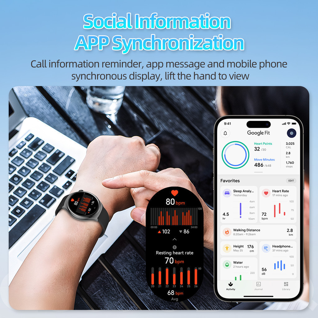 Đồng hồ thông minh GOOJODOQ IP67 Máy đo oxy Chống nước Đồng hồ đo áp suất Tương thích Chính hãng | BigBuy360 - bigbuy360.vn