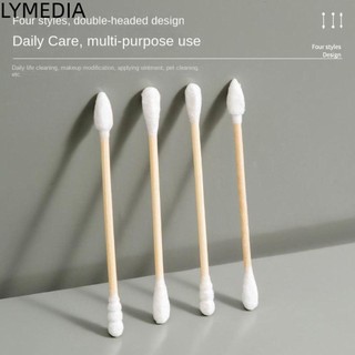 LYMEDIA bông, Que đệm bằng gỗ đa năng Khăn bông làm sạch, Khăn bông dùng một lần hai đầu di động