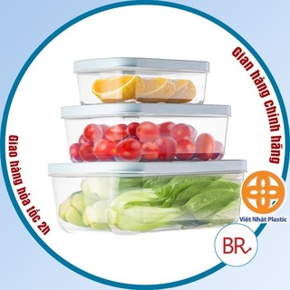 Bộ hộp thực phẩm chữ nhật Hokori (MS:6533) Việt Nhật, Hộp bảo quản thức ăn, đồ đông lạnh an toàn tiện lợi -br 02074