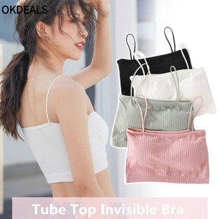 OKDEALS ngực ống vô hình co giãn nhiều màu sắc thời trang cho nữ