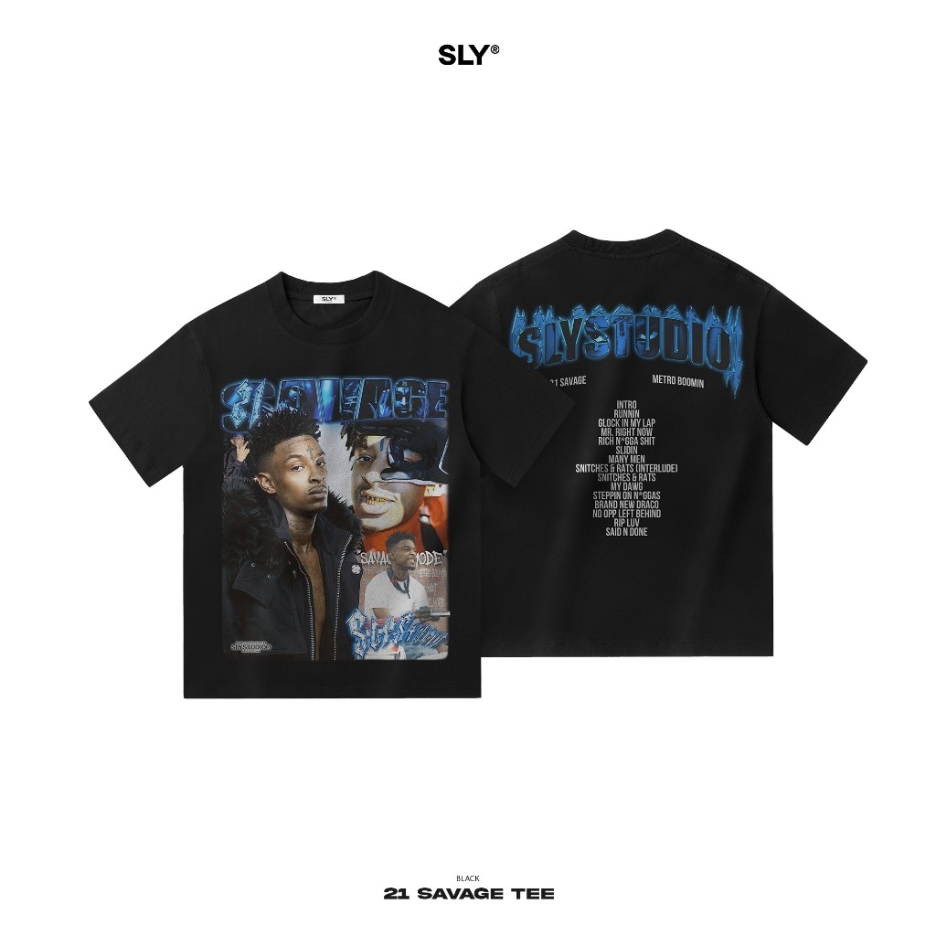 Áo thun cổ tròn SLY 21 Savage Tee màu đen