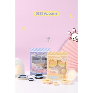 Hộp 3 Mút Trang Điểm YaoZhi Monster Black Fat Man Marshmallow Powder Puff Air Cushion