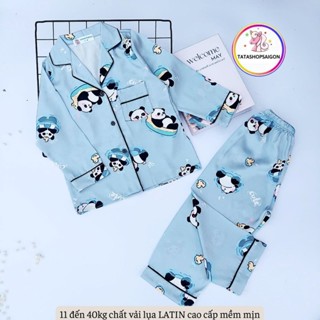   12 40KG  Bộ pijama tay dài cho bé trai bé gái chất lụa cao cấp size đại - bộ quần áo thu đông cho bé 089 