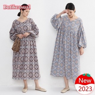 Đầm maxi cotton Tay Dài Cổ Chữ v Thoải Mái Thời Trang Xuân Thu 2023 Cho Nữ