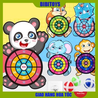  Bảng phi tiêu bóng dính cho bé, bảng ném bóng gai tính điểm hình con vật ngộ nghĩnh tặng kèm 3 trái bóng