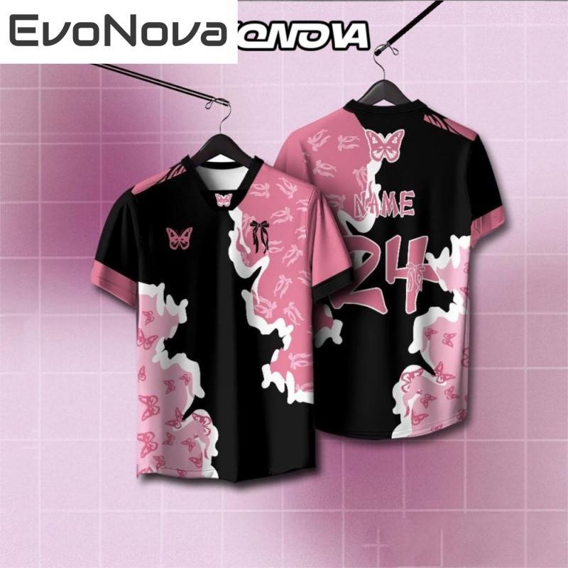 Coquette Ruy Băng EvoNovaPink Nơ NFL Jersey Baju Áo Lelaki Lengan Pendek Nhanh Khô Toàn Bộ Thăng Hoa