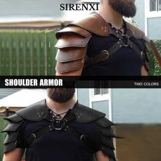 Áo giáp vai thời trung cổ SIRENXI, Trang phục Viking hai vai có thể điều chỉnh, Da đinh tán bảo vệ vai 5 lớp