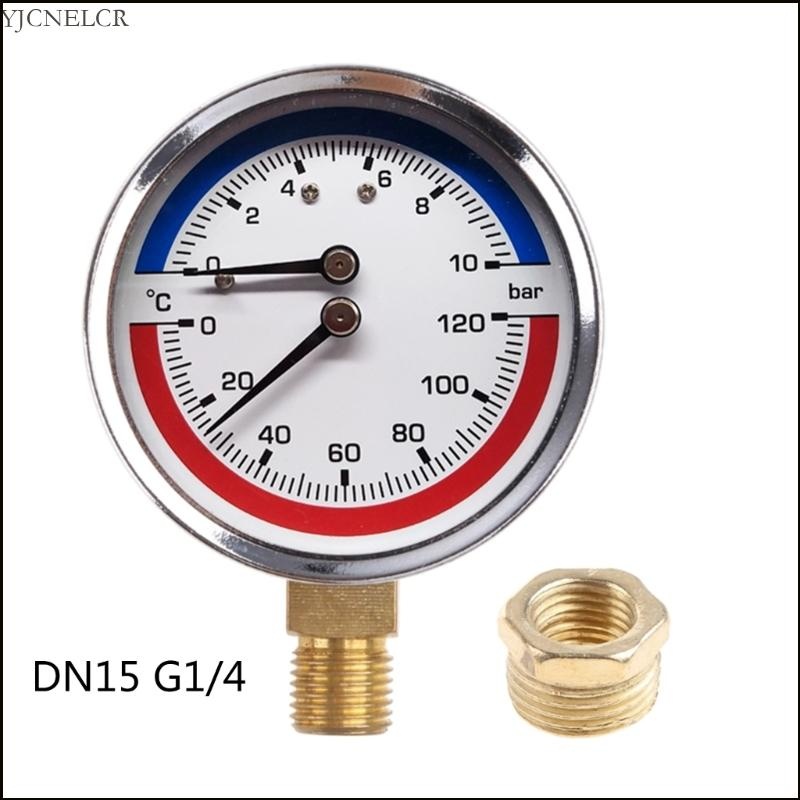 Thermomanometer Temperature Pressure Gauges up to 120 ℃ 10 Bar for Floor Heating