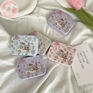 Purplen Hộp Ống Kính Tiếp Xúc Màu Trơn Di Động Hộp Đựng Ống Kính Hút Bộ Giá Đỡ EN