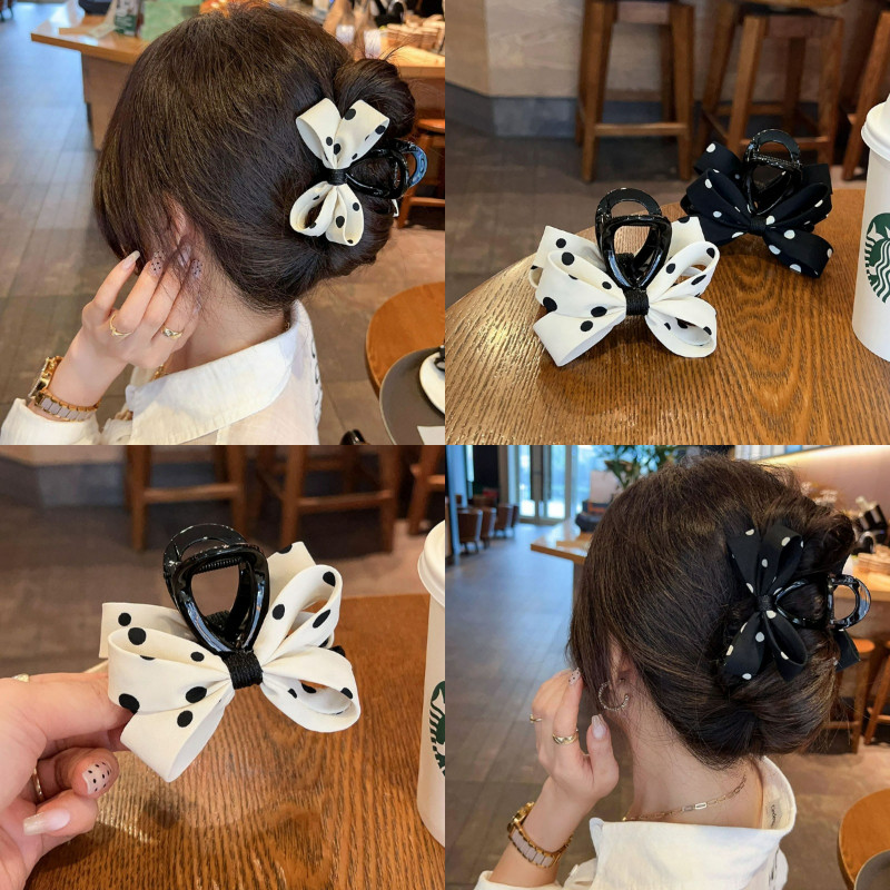 Cô Gái Hàn Quốc Chấm Bi Nơ Vuốt Tóc Kẹp Vải Chấm Bi Tóc Cho Bun Phụ Kiện Tóc Nữ