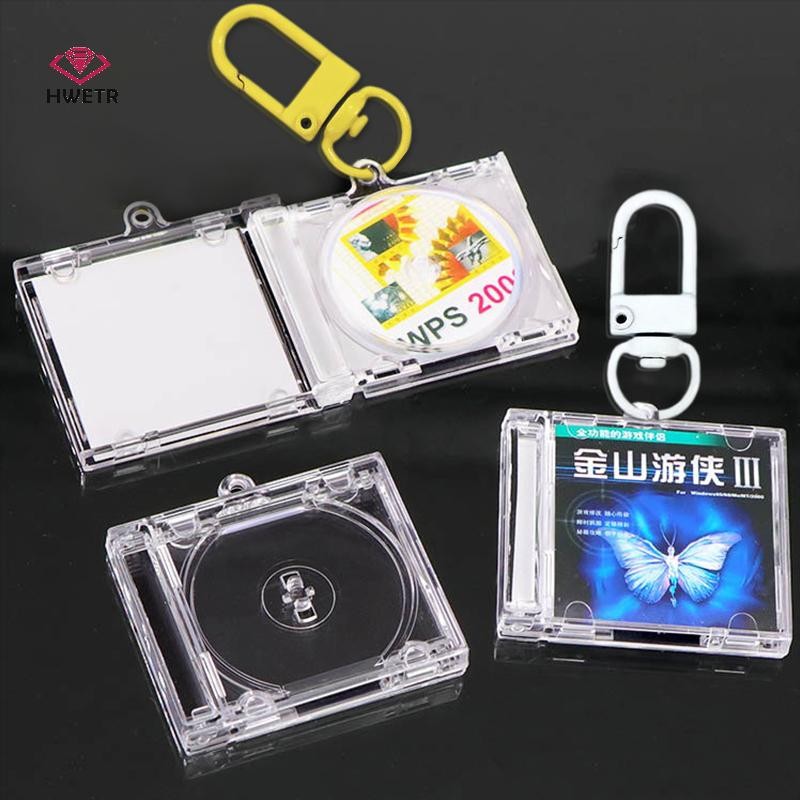 Hwetr Trống Album Mini CD Case Móc Chìa Khóa CD Player Móc Khóa Cho DIY Ba Lô Treo Trang Trí Mới