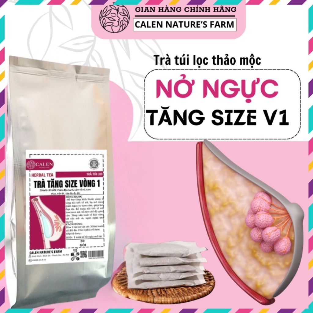 Trà tăng size V1 Calen Nature Farm đẩy size V1 tự nhiên - Túi 30 gói  - QUEENSHOP68