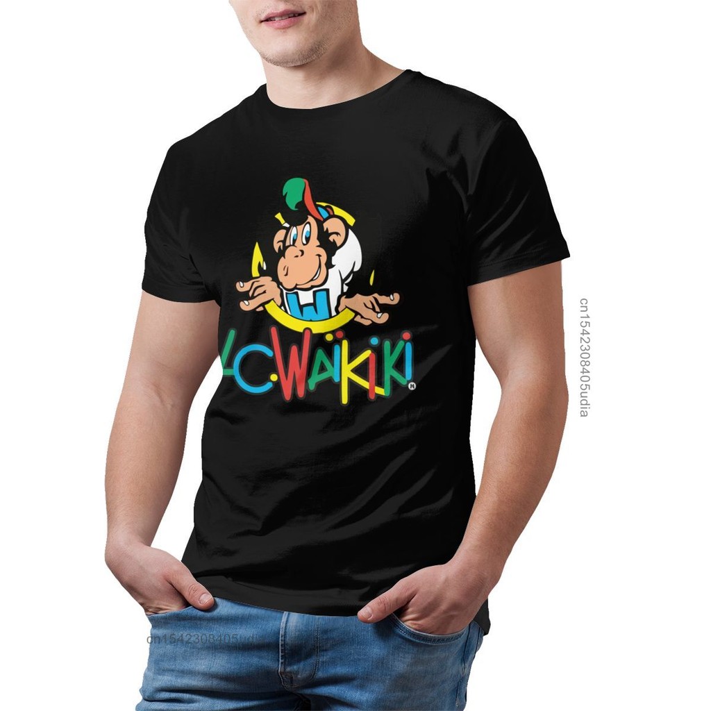 Khỉ Áo Thun Lc Waikiki Khỉ Hàng Hóa Áo Họa Tiết Cotton Áo Thun Nam Tay Ngắn Đi Biển Áo Camisas