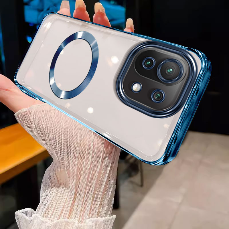 ốp lưng Ốp điện thoại Xiaomi Mi 11 Lite Xiaomi 11t Xiaomi 11 Lite 5g NE Xiaomi 11t Pro Ốp chống sốc trong suốt viền vàng mềm có vòng hút nam châm bảo vệ giảm xóc wstmcxq01