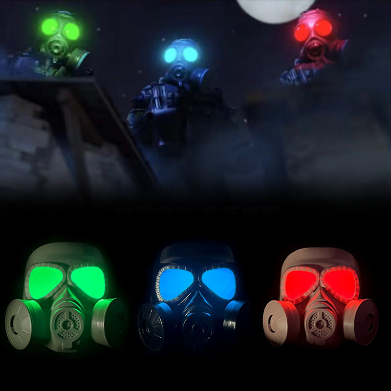 Mặt nạ dạ quang Airsoft CS Cosplay Bảo vệ quần áo Full Face LED Gas Mask Skull Dây đeo có thể điều c