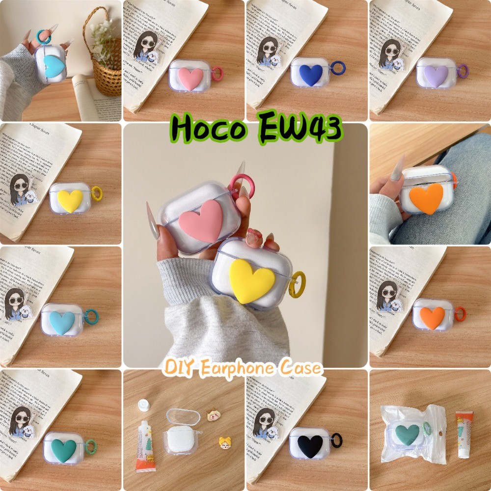 Dành Cho Hoco EW43 Vỏ Silicon Mềm DIY Nhiều Màu Sắc Đào Trái Tim Tai Nghe Vỏ NO.2