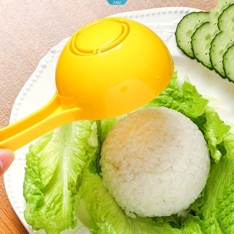 1 Mái chèo cơm hình nửa vòng màu vàng sáng - Dụng cụ nhà bếp bằng nhựa bền có tay cầm tiện dụng để l