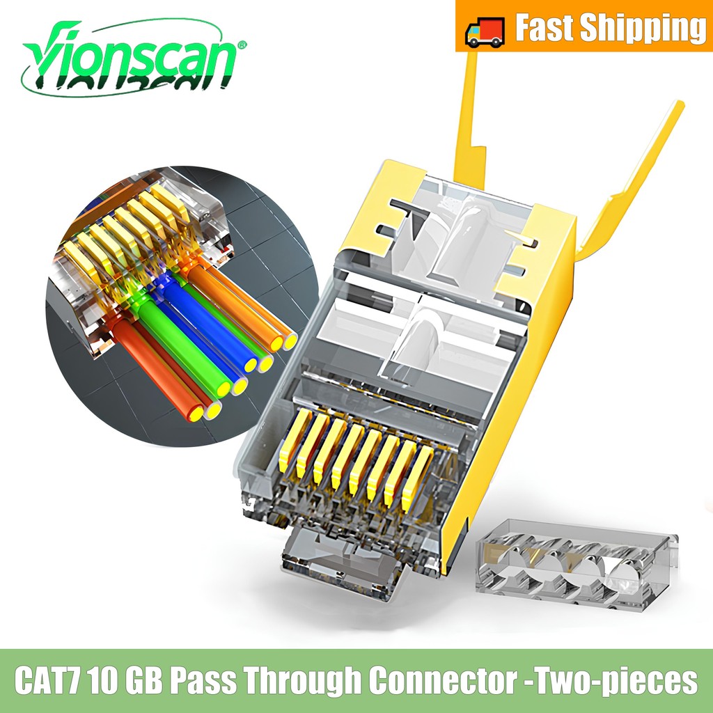 Vioncan RJ45 Cat8 Cat7 Cat6A Đi qua kết nối 8P8C FTP / STP được bảo vệ | Phích cắm mô-đun mạng RJ45 