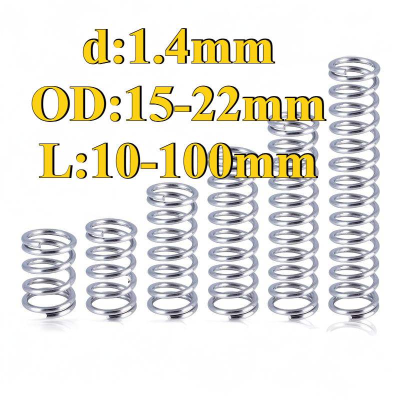 Lò xo nén trở lại lò xo lò xo nén inox 304 d: 1.4mm * OD: 15-22mm * L: 10-100mm (YDY-XDT-MY)