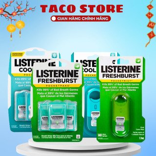 [Chính hãng] Miếng Ngậm Thơm Miệng Listerine Pocketpaks Cool Mint - Freshburst Giúp Diệt Khuẩn. Bảo Vệ Răng Hộp 72 Miếng