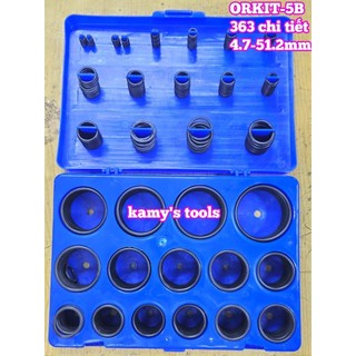 Hộp gioăng sin oring ron cao su vòng đệm 363 chi tiết ORKIT-5B Wetools 4.7-51.2mm LOẠI B MÀU XANH