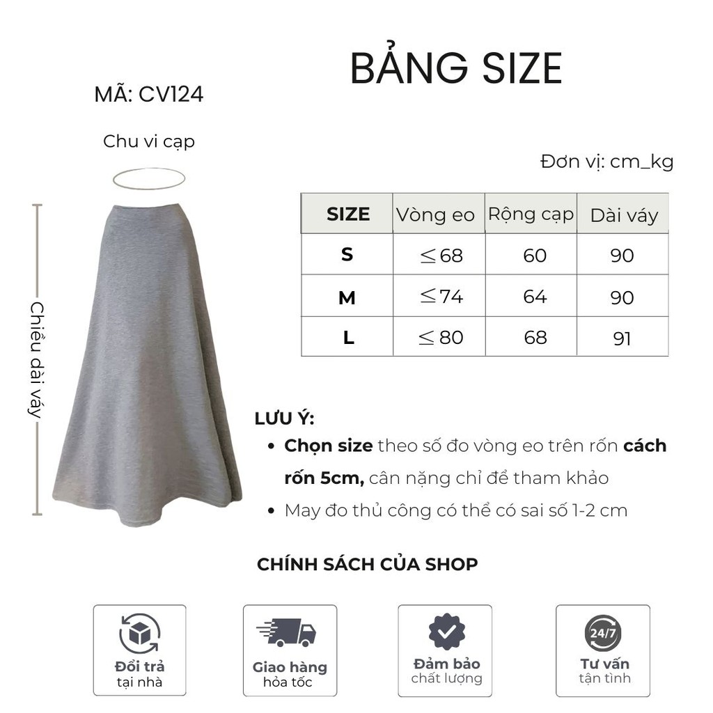 Chân váy dài dáng suông chữ A Mely Fashion Nỉ da cá mềm mịn cạp chun co giãn phong cách hàn quốc dễ mặc dễ phối đồ CV124 | BigBuy360 - bigbuy360.vn