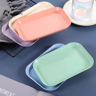 Maxgepc màu kẹo lúa mì rơm khay bảo quản trái cây ăn nhẹ tấm để bàn đồ lặt vặt khay bảo quản nhựa nhỏ đĩa vuông trang trí khay mới