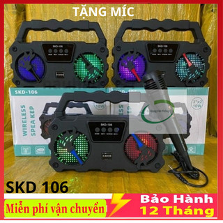Loa bluetooth hát karaoke skd -106 tặng kèm mic nghe nhạc loa bluetooth mini loa bluetooth hát karaoke - vpgr