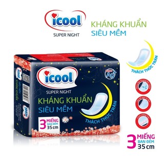 Băng vệ sinh ICOOL ban đêm dài 35cm BVS đêm khô thoáng kháng khuẩn, chống tràn
