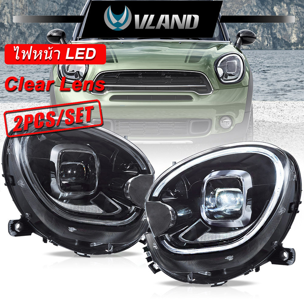 Dành Cho 2010-2016 Mini Cooper Countryman R60 Vland Full LED Máy Chiếu Đèn Pha Có Hoạt Hình Khởi Độn