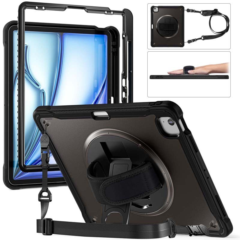 Ốp lưng cho 2024 iPad Air 13 inch M2 A2898 A2899 A2900 Vỏ chống rơi lai có khe cắm bút dây đeo vai d