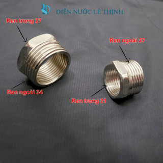 Nối ren bằng inox ren trong, ren ngoài 21, 27, 34