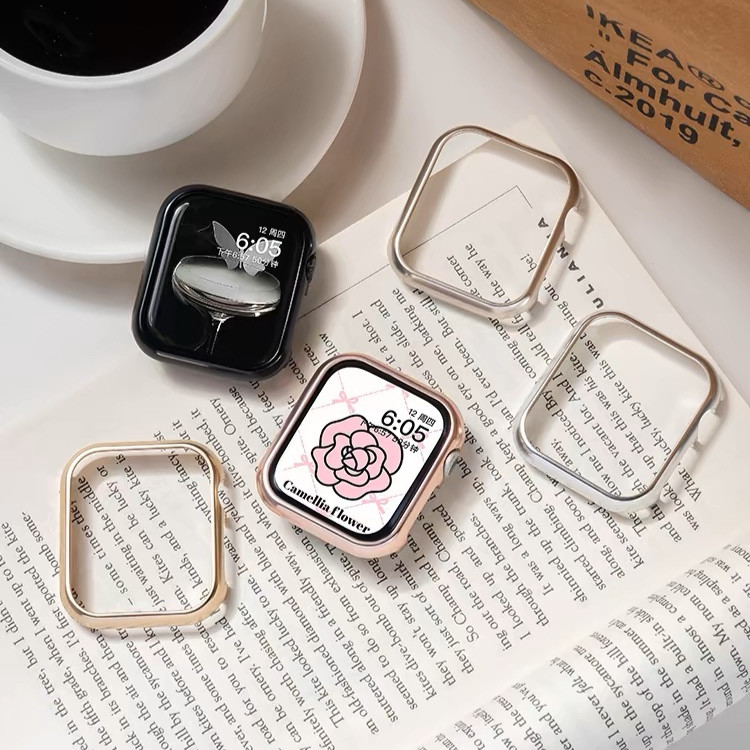 Ốp Kim Loại Cho Apple Watch Series 9 8 7 41mm 45mm Ốp Lưng Cho iWatch 6 SE 40mm 44mm Khung Bảo Vệ