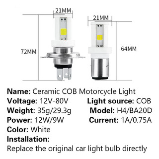 Tmoy Bóng Đèn Pha Xe Máy H4 LED 3 Mặt COB Moto Đèn Chùm Thấp Cao Xe Máy Phụ Kiện Gốm LED 12V TCVN