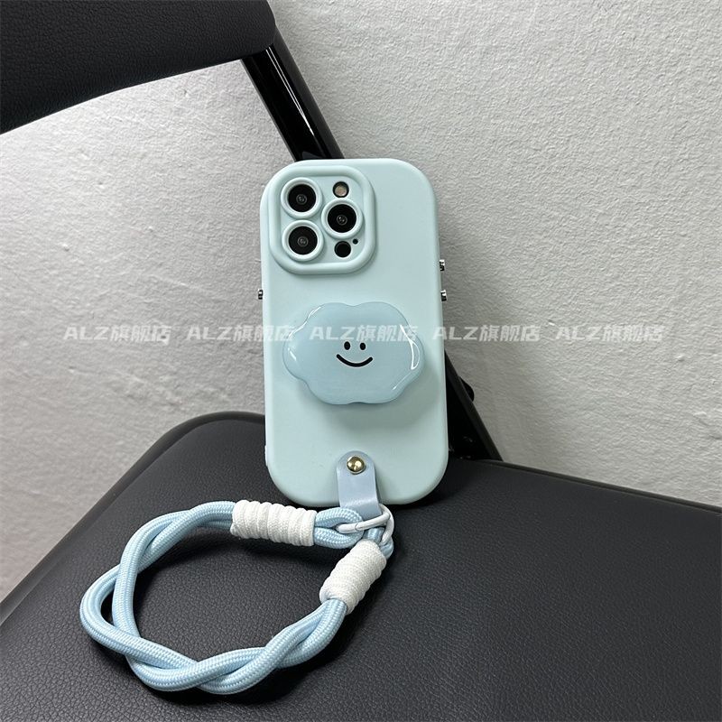 Niche Thích hợp cho IPhone 11 / 12 / 13 ProMax Cá tính sáng tạo X / XR / XMAX Vỏ điện thoại Apple 7 / 8 Plus Chống rơi IPhone 14 / 15 Pro Giá đỡ đám mây cười màu xanh dễ thương