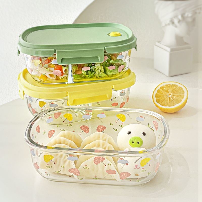 1 / 2 / 3 Lưới Túi Bảo Quản Tươi Đẹp Bằng Kính Hộp Cơm Trưa Hộp Bento Chịu Nhiệt Cách Nhiệt Hộp Cơm 