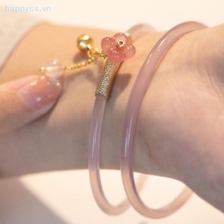 Hap 2 Cái / bộ Retro Ngọc Jingle Bướm Thạch Màu Lắc Tay Retro Đơn Giản Kính Vòng Tay Nữ Phong Cách Trung Hoa Trang Sức Quà Tặng VN