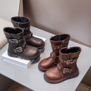 Trẻ Em Retro Da Giày Bé Gái Martin Giày Bốt Phong Cách Anh Bên Dây Kéo Trẻ Em Thời Trang Cao Bồi Hiệp Sĩ Giày Xuân Thu 2024 Mới