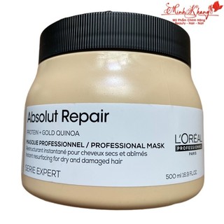 Dầu hấp phục hồi tóc hư tổn L’Oréal Absolut Repair Gold Quinoa+ Protein 500ml ( New 2022 ) 
