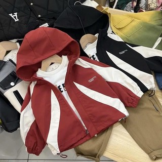 Áo khoác gió dài tay 2 lớp hoạ tiết cho bé trai  cân nặng từ 8-18kg Cotton
