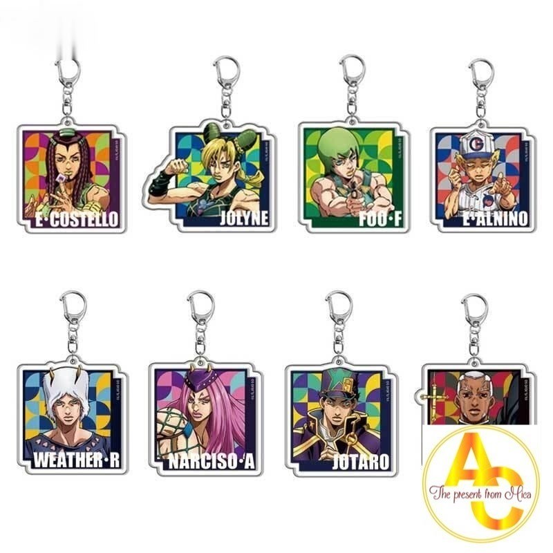 Móc khóa Women Men Arcylic Keychain Kujo Jotaro Kira Yoshikage Caesar Cosplay Keyring Jojos Bizarre 