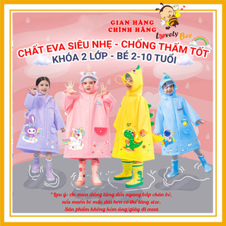  Áo Mưa Trẻ Em Áo Mưa Cho Bé Từ 1-8 Tuổi Thiết Kế Khóa Kéo Lưng chữ A Che Cặp Họa Tiết 3D Chất Liệu EVA An Toàn Siêu Dai 