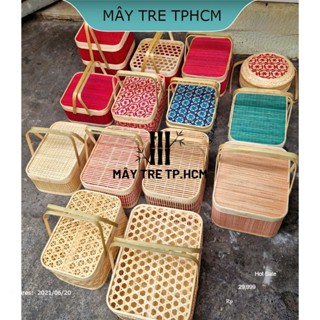 Hộp quà mây tre quà tặng đa năng, đựng quà đựng mỹ phẩm, set giỏ quà ngày lễ tết tặng người thân